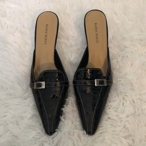Karen Scott Black Patent Mules